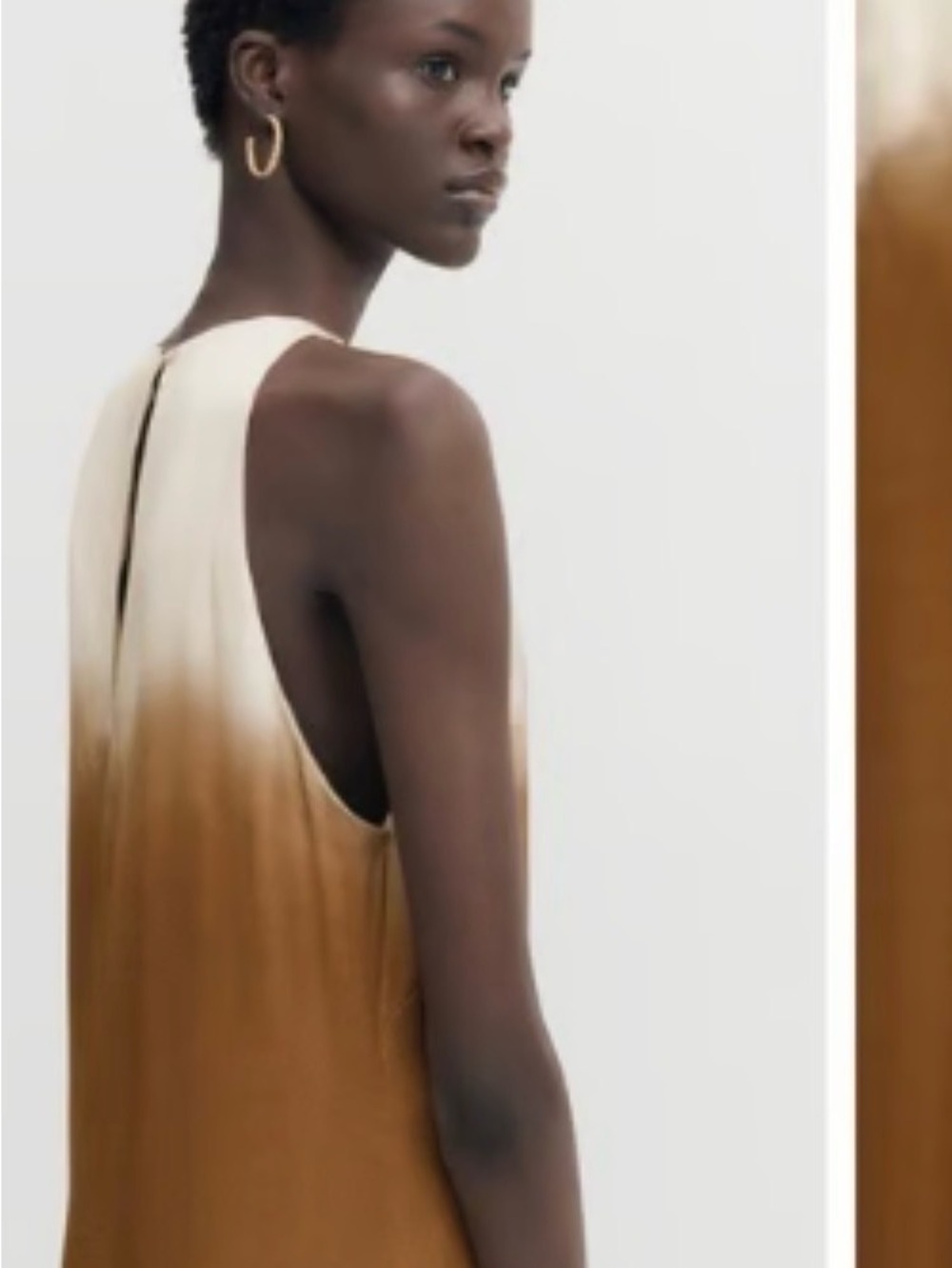 Massimo Dutti Sleeveless Ombre Satin Maxi Dress in Brown and Cream size 6 - Picture 3 of 6